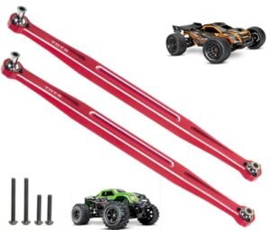 Primal RC 1 5 Raminator Monster Truck Aluminum Steering Tie Rod Links Upgrade Parts 2 pcs Set Red