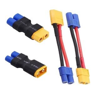 Wmzjnljy 4pcs XT60 to EC3 Plug Female Male Adapter Connector for Adding Flaps to RC Plane W46 4