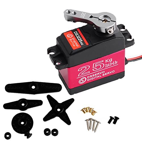 Wishiot DS3225MG RC Digital Servo 25Kg Waterproof Full Metal Gear 180 Degree Servo for Baja Burner RC Car and DIY Projects
