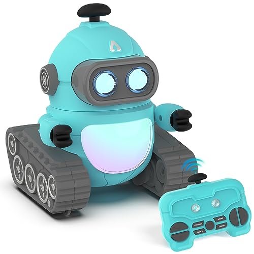 GILOBABY RC Piston Engine Robot Toy for Boys Rechargeable Remote Control Programmable with LED Eyes and Dance Moves Ages 3+