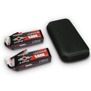 PCEONAMP 5S Lipo Battery 5000mAh 18.5V 35C with 4mm Bullets Plug Rechargeable High Capacity RC Battery Soft Case Fit for F3A Competition, EDF, High Speed Jet, with Storage Box(2Packs)