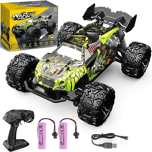 KAIMIO Hot Wheels RC Terrain Twister Vehicle 1 20 Scale All Terrain Monster Truck 20KMH Speed 2 4Ghz Remote Control with 2 Batteries for Adults and Kids Green