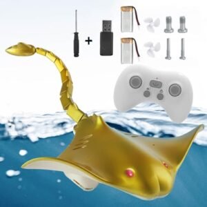 2.4G Remote Control Manta Ray Toy - Realistic Devil Ray for Pool and Bathroom Fun, Ideal Gift for Teens and Adults 14+, Simulation Experience- Christmas Birthday Present for Boys and Girls (Gold)