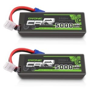 OVONIC 11.1V 120C 5000mAh 3S Lipo Battery Hard Case with EC5 Plug Perfect for Swift First RC Helicopter and Other RC Vehicles 2 Packs