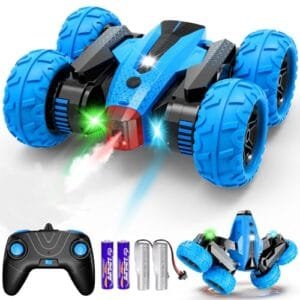 SUPIREO 2.4GHz Fast Stunt RC Car 4WD Double Sided 360 Rotating Cool Off Road RC Cars with Headlights for Boys Girls
