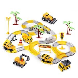 305PCS Construction Race Tracks Set with Electric RC Race Trucks for Kids DIY Flexible Track Toys Gift for 3 8 Year Old Boys Girls