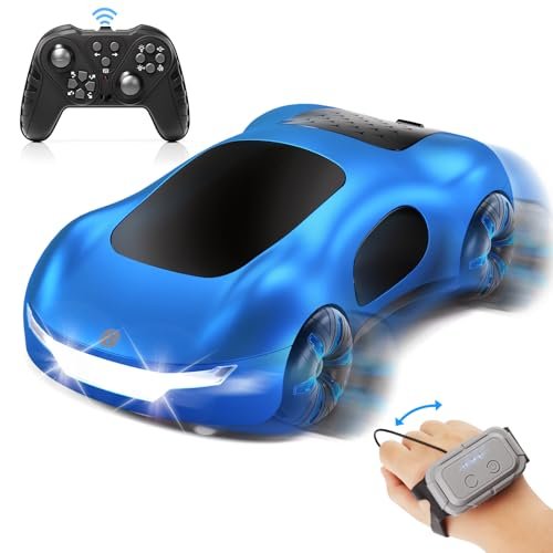 Aiqi Hot Wheels Rocket League RC Cars 2.4GHz Futuristic Gesture Sensing Remote Control Car with Cool Lighting and Spray 360 Rotating Side Drift Toy Cars for Boys Age 6 12 Blue HH1204S