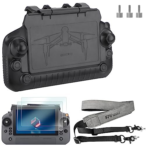FPVtosky 3 IN 1 DJI RC Plus Protective Cover Sun Hood Screen Protector and Lanyard Bundle Compatible with RC 350 Engine and Other DJI Models