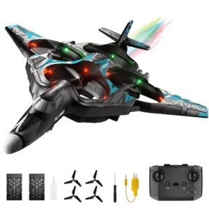 Losbenco 4 Channel Remote Control Airplane F 22 RC Jet Best Beginner RC Jet with 3 Modes Stunt Roll Cool Light Two Batteries Ready to Fly