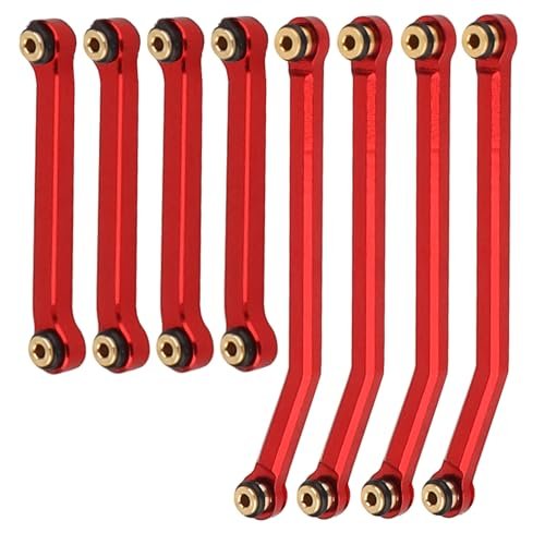 RZXYLRC 8PCS CNC Aluminum Alloy High Clearance Chassis Body Links Rod Set Custom RC Car Body Upgrade Parts for Axial AX24 XC 1 1/24 RC Crawler Car Red