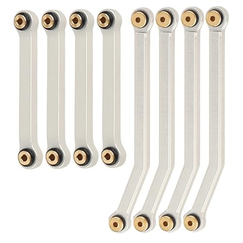 RZXYLRC 8PCS CNC Aluminum Alloy High Clearance Chassis Body Links Rod Set for Axial AX24 XC 1 1/24 RC Crawler Car Metal Upgrade Parts Silver Perfect for RC Car Body Wrap