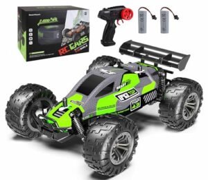 SmartYeen Hot Wheels Terrain Twister RC Car 1 18 Scale 2 4GHz High Speed 20KM H All Terrain Remote Control Car with 2 Rechargeable Batteries for Kids Boys Green 01