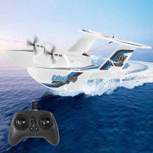 Fisca RC Plane Take Off Dolly Amphibious 2.4Ghz 3 Channel Foam Drone with Gyroscope and 2 Batteries for Kids 14+ Years Old