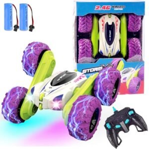 Remote Control Car for Girls, Kids Pink 360°Flip Drift High Speed RC Stunt Cars,Purple Double Sided Race Car 4WD 2.4Ghz Rechargeable RC,All Terrain Tires for Girls Birthday Christmas