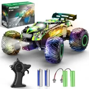 PHYWESS RC Monster Truck Body with LED Lights 2.4Ghz 20 KM/H Off Road Remote Control Car for Kids