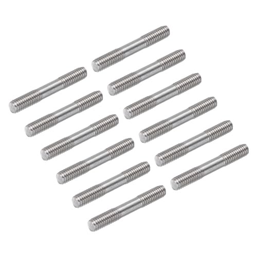 MECCANIXITY 12pcs 304 Stainless Steel Double End Threaded Rod M6x40mm for Craft Model RC Helicopter DIY Projects
