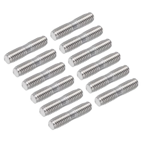 MECCANIXITY 12pcs M6x25mm 304 Stainless Steel Push Connector Double End Threaded Rod for DIY RC Model Chinook Helicopter Car Boat Airplane