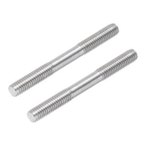 MECCANIXITY 2pcs 304 Stainless Steel Threaded Pull Rod Push Rod Connector Double End Threaded Rod for DIY RC Helicopter Fuel System and Other Models M6x60mm