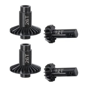 Carrera Mario Kart RC Cars 1/18 TRX4M Gear Set 4pcs 26/12T Steel Machined Ring Pinion Axle Differential Helical Gears Upgrade