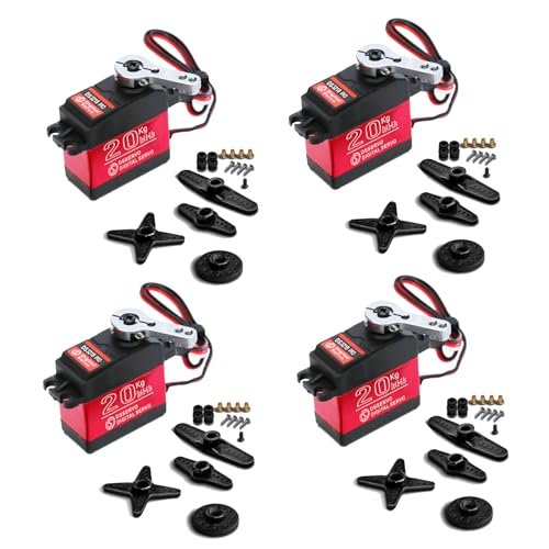 HOOYIJ 4 Pack 20KG Digital Servo DS3218 Full Metal Gear High Speed Waterproof RC Servo Motor for 1 4 Scale RC Jet Boat 270 Degree Control Angle