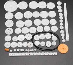 RC Semi Trucks Kits 0.5 Mold DIY Plastic Motor Gears Set 65pcs Plastic Crown Gear Kits Single Double Reduction Gear Worm Gear Electric Kit