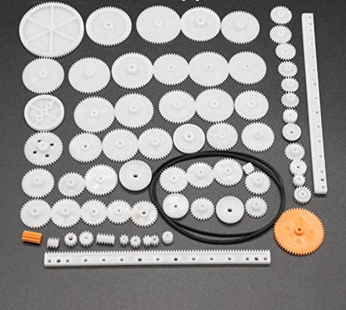 RC Semi Trucks Kits 0.5 Mold DIY Plastic Motor Gears Set 65pcs Plastic Crown Gear Kits Single Double Reduction Gear Worm Gear Electric Kit