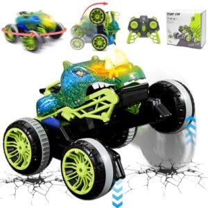 Helion RC Cars Dinosaur Remote Control Monster Truck for Kids 2.4GHz RC Stunt Cars with Light and Sound Indoor Outdoor All Terrain Electric Toy
