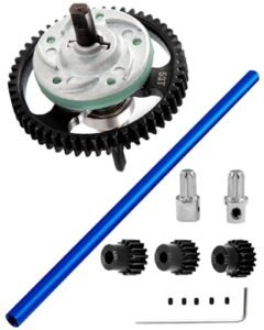 HopsupRC Aluminum Driveshaft and Metal Spur Gear Differential Set for 1/10 Slash 4X4 RC Trucks 4x4 with Snow Plow