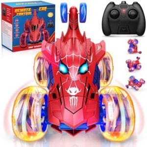Monster Jam 8 Wheel RC Truck 2.4Ghz Remote Control Car with 360 Rotating Stunt and LED Lights for Boys Ages 3 10