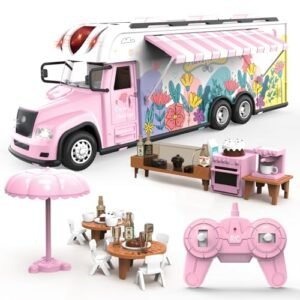 Losbenco RC Willey Camping Commercial Remote Control Car Pink Toy with Light Sound for Kids Ages 4 5 6