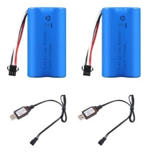 VICMILE 7.4V Li ion Battery 1500mAh 2S with SM3P Plug Rechargeable RC Battery for RC Truck Logo and Other RC Toys