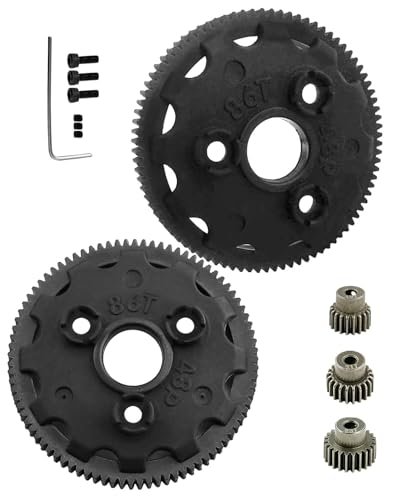 86T Slipper Clutch Spur Gear Upgrades Part for 1/10 Slash Rustler Stampede Bandit 2WD VXL XL5 ARRCat 86T 48Pitch Spur Gear Differential Gear and 19T 21T 23T Pinions Gear Perfect for RC Truck and Construction Forum Enthusiasts
