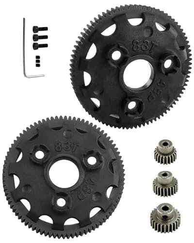 83T Slipper Clutch Spur Gear Upgrade Kit for RC Truck and Tractor Pulling Compatible with 1/10 Slash Rustler Stampede Bandit 2WD VXL XL5 ARRMA Cat Includes 86T 48Pitch Spur Gear and 19T 21T 23T Pinion Gears