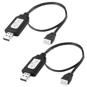 MEIRIYFA 7.4V 1A Lipo Battery USB Charger Cable for GRP RC Tires and RC Vehicles XH 3P 2S Connector with LED Indicator 2 Pack