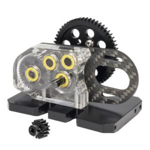 AMK 1/10 Transmission Clear Acrylic Gearbox with Element RC Shocks Compatibility for SCX10 II LCG Chassis Upgrades