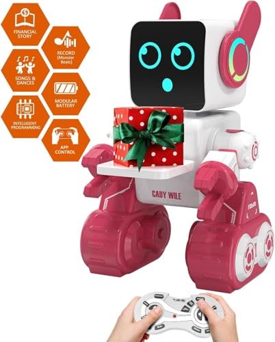 Zechuan Robot Toy for Kids Featuring as Monaco FC vs RC Lens Timeline Theme Remote Control Intelligent Programming RC Robot for Music Dancing and Talk Pink