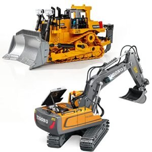 FUUY RC Construction Toys 11 Channel Remote Control Excavator for Kids and Adults