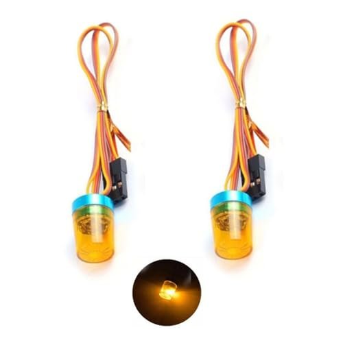 Chanmoo 1/10 1/14 Scale RC Car LED Flash Lights Police Multi Function 360 Degree Rotating Lamp for Tamiya RC Off Road Trucks 2PCS Yellow