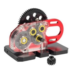AMK Transparent 2Low Differential Gearbox 1/10 Scale RC Transmission 2 Speed with Overdrive Gear Box for RC Crawler Axial SCX10 II Pro Capra Element Gspeed DIY Chassis Red