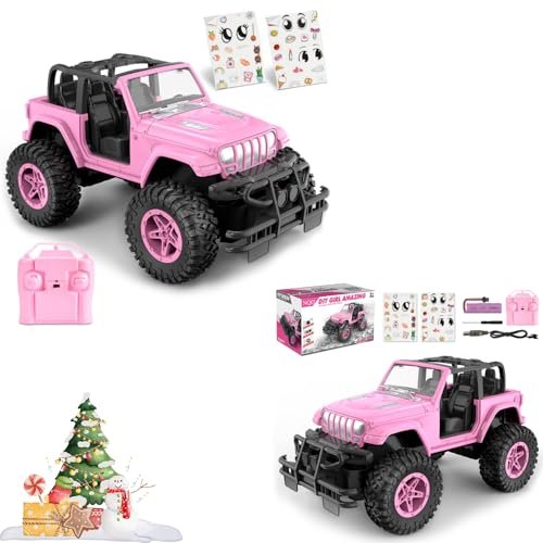 NQD Pink 1/16 Scale RC Cars DIY Sticker Rechargeable Remote Control Jeep