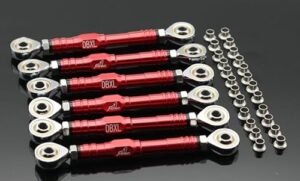 GTBRacing CNC Aluminum Adjustable Suspension Steering Turnbuckle Pull Tie Rod for 1 5 RC Car LOSI DBXL v1 0 Upgrade Part Red Exploring RC Car Suspension Types