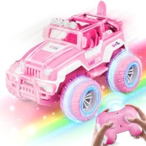OWNONE Pink 1 6th Scale RC Truck for Girls Rechargeable Remote Control Jeep with LED Light 80 Min Playtime 2.4 GHZ Pink Toy Car Gift