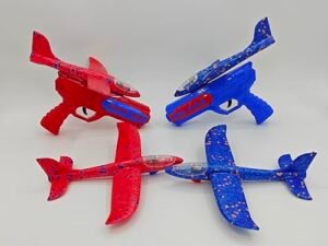 FelizWina 4 Pack Airplane Launchers with 2 Flight Modes LED Foam Plane Outdoor Fly Toys Ideal for Foam Board RC Airplane Plans Enthusiasts