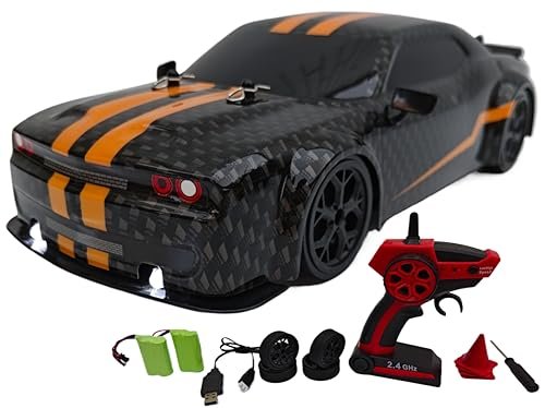 FelizWina FD RX7 RC Drift Car 2.4G High Speed Remote Control Vehicle with 2 Rechargeable Batteries LED Lights 4WD Racing Toy for Kids
