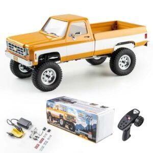 BEEZRC FMS 1 18 RC Crawler FCX18 Chevy K10 RC Truck RTR RC Car Licensed Model 8km h 4WD 900mAh Hobby RC Cars Chevy Remote Control Car with LED Lights 4 Ch 2 4GHz Transmitter Yellow