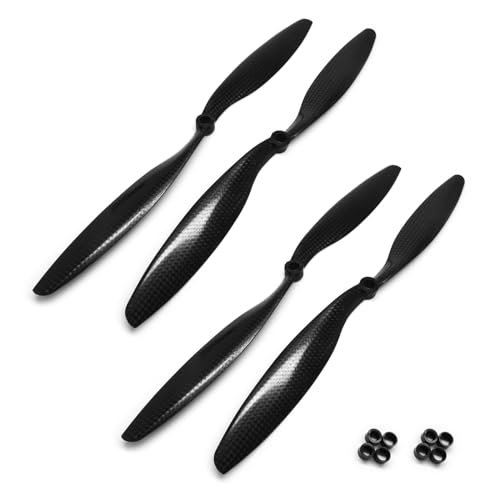 Denon RC 1245 4pcs 12X4.5 Inch Carbon Fiber Propeller Set with Sizing Rings for Enhanced Flight Dynamics