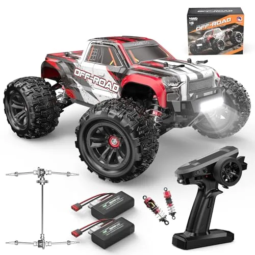 MEW4 1/16 4X4 Durable RC Monster Truck RTR Ready to Race High Speed 38 Km/h Remote Control Car with 2 1500 mAh Batteries Perfect Gift for Adults and Kids