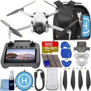 DJI Mini 4 Pro Drone with RC 2 Controller Screen Perfect for RC Plane Landing 4K HDR Video 34 Mins Flight Time Omnidirectional Vision Sensing Bundle
