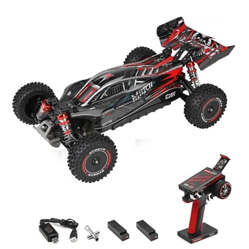 GoolRC WLtoys 124010 Realistic Off Road RC Trucks 1/12 Scale 4WD 55KM H High Speed Remote Control Racing Car with 2 Batteries Black