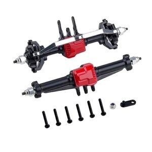 RC Willey Magnolia Furniture TRX4M Portal Axle Kit Front Rear Axle Housing Brass Cover CNC Aluminum Axles for 1/18 Trx4m scx10 D90 D110 RC Crawler Upgrade Set Black